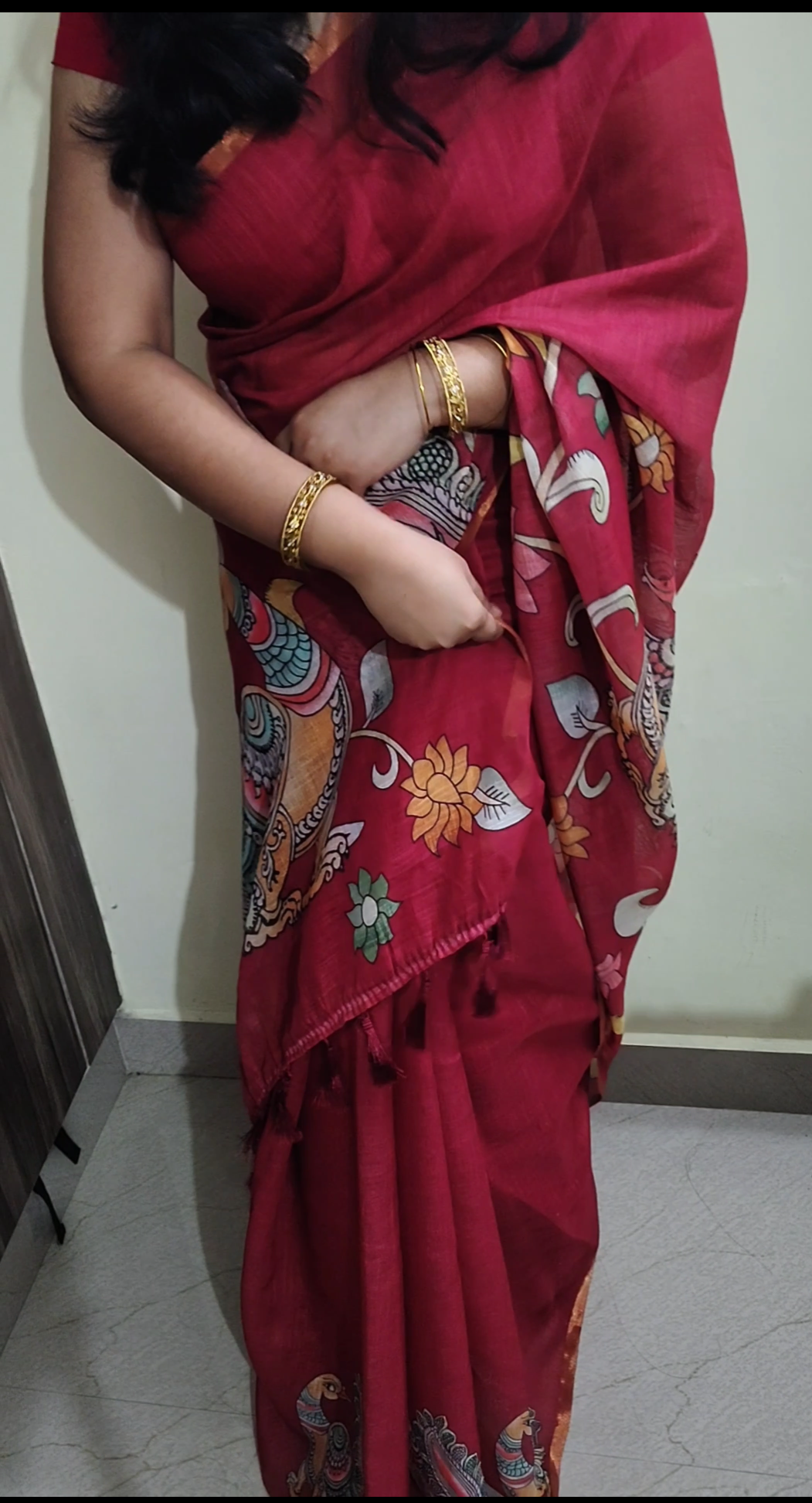 Linen cotton saree